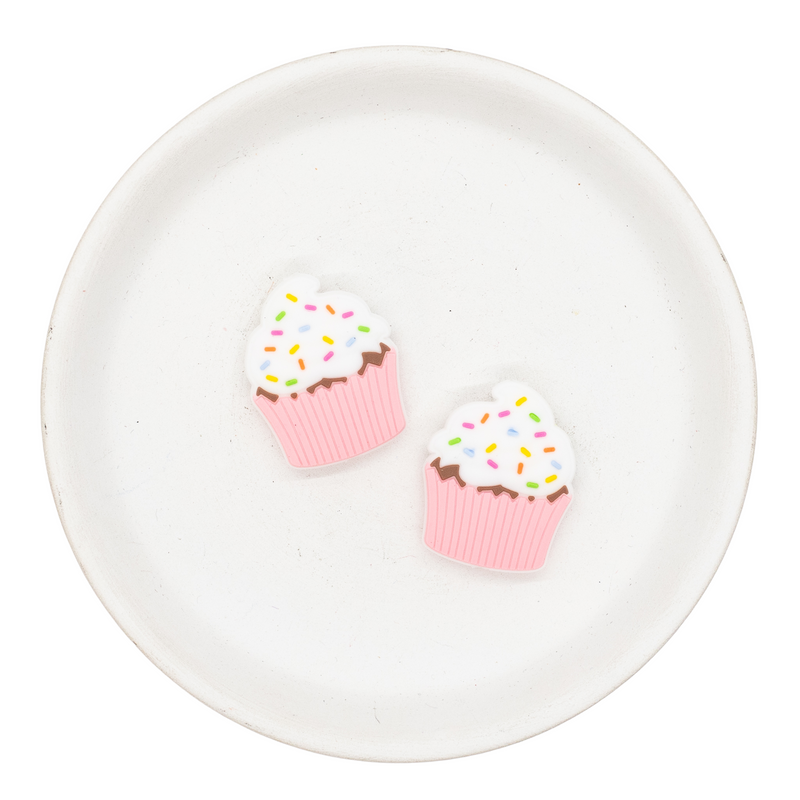 Cupcake w/Sprinkles Silicone Focal Bead 28x22mm (Package of 2)