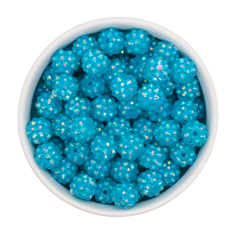 Neon Blue Rhinestone Beads 12mm