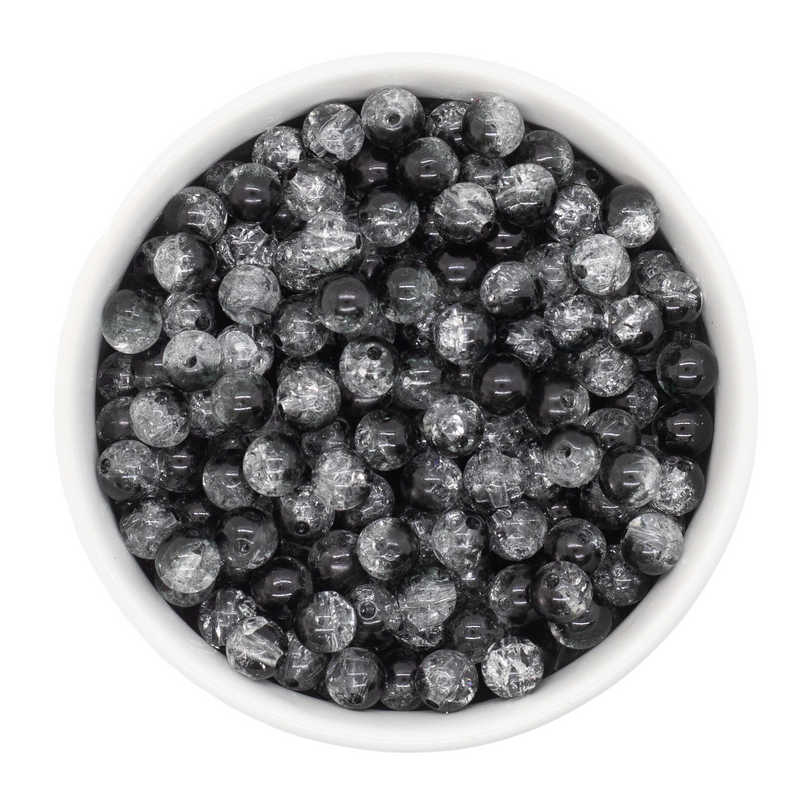 Black & Clear Duo Crackle Beads 8mm (Package of Approx. 50 Beads)