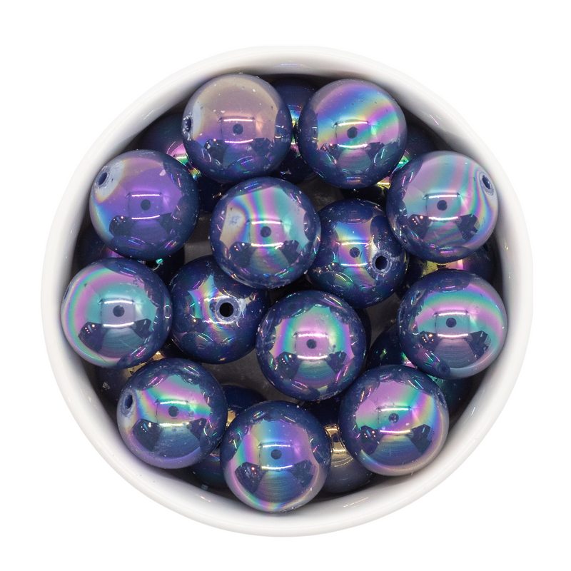 Navy Iridescent Beads 20mm
