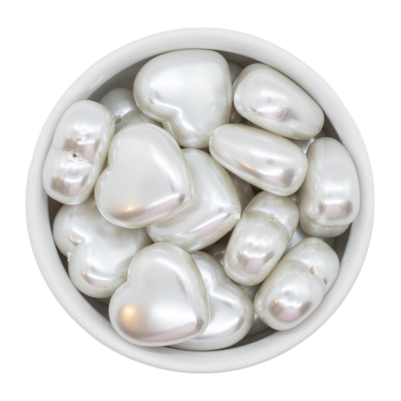 White Pearl Heart Bead 27x25mm