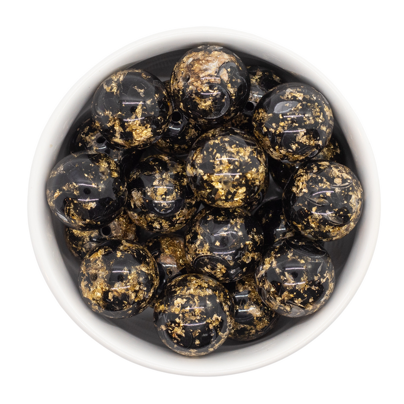 Black w/Gold Fleck Resin Confetti Beads 20mm (Package of 10)
