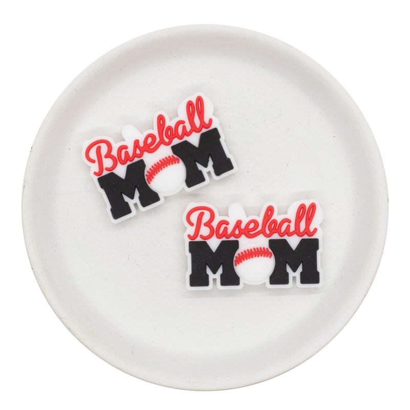 Baseball Mom Silicone Focal Bead 40x24mm (Package of 2)