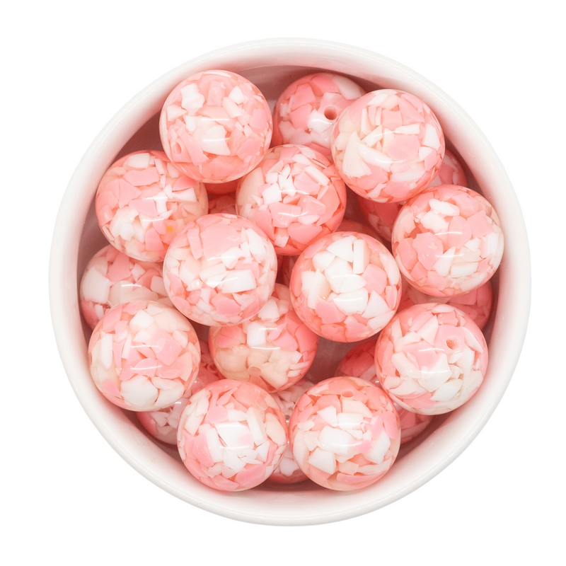 Light Pink and White Resin Confetti Beads 20mm (Package of 10)