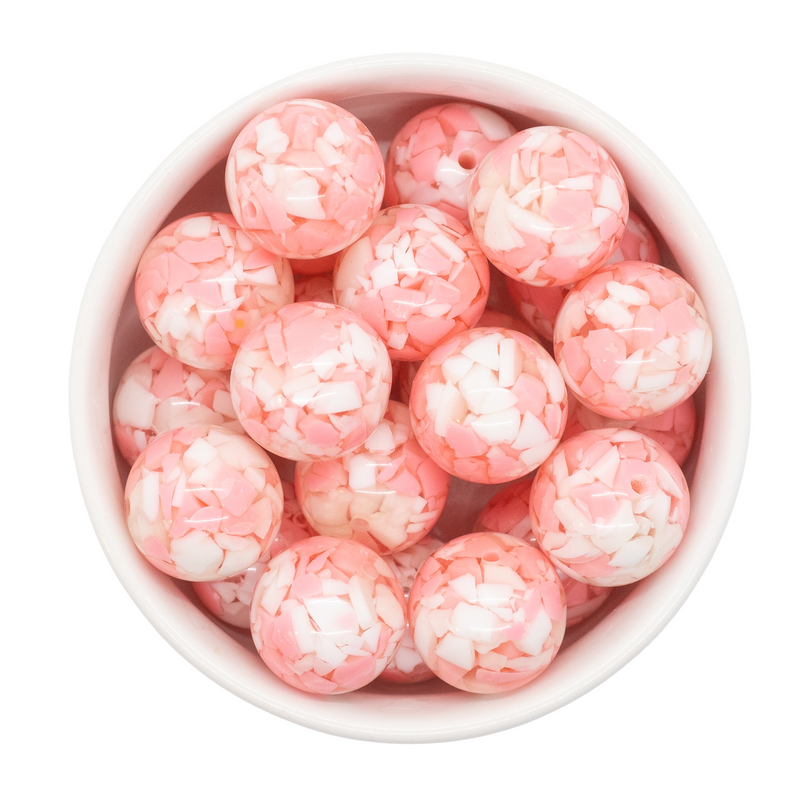 Light Pink and White Resin Confetti Beads 20mm
