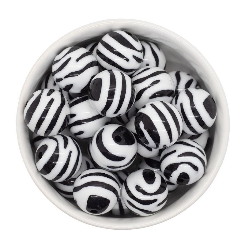 Zebra Pattern Beads 20mm
