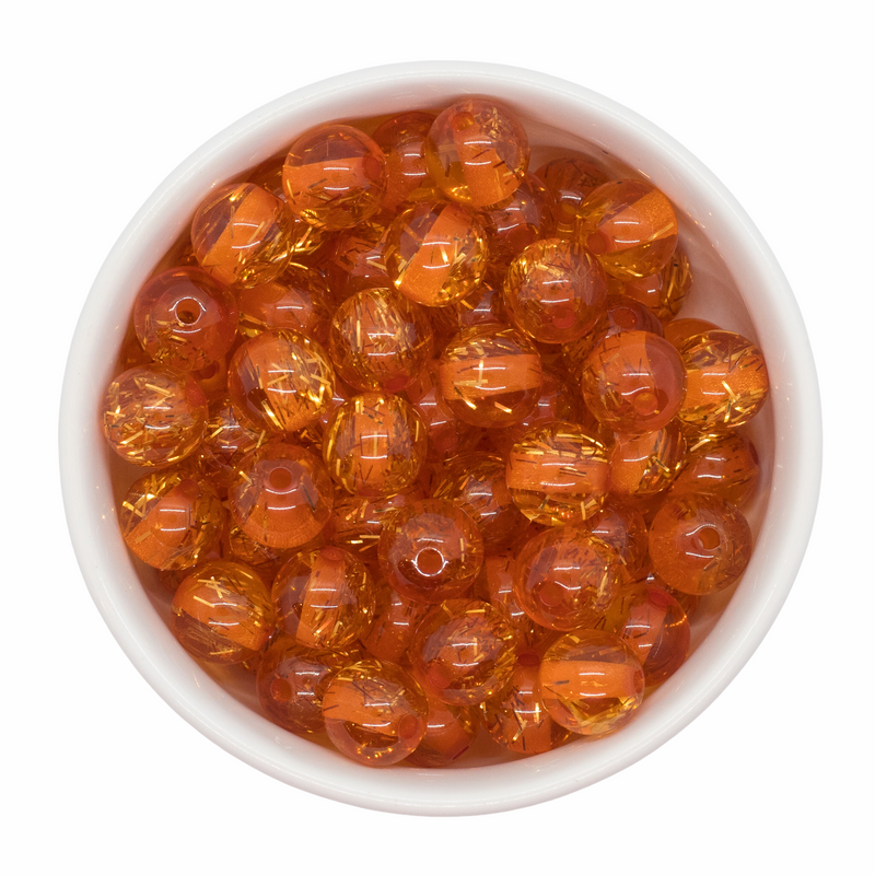 Tiger Orange Translucent Tinsel Beads 12mm (Package of 20)
