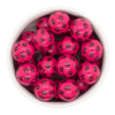 Hot Pink Paw Printed Beads 20mm