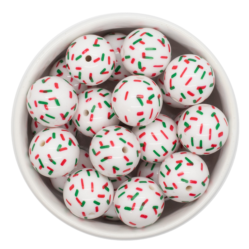 Christmas Sprinkles Printed Beads 20mm (Package of 10)