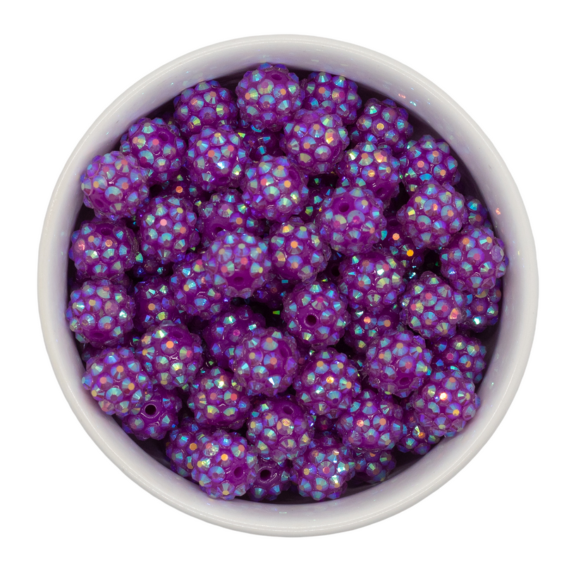 Neon Purple Rhinestone Beads 12mm