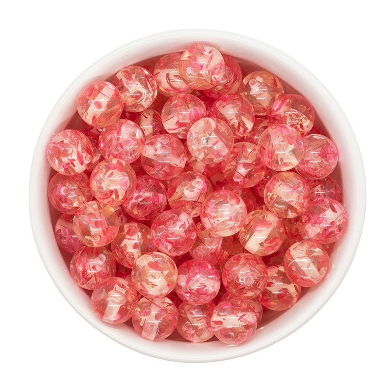 Pink Translucent Color Swirl Beads 12mm