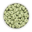 Sage Green Silicone Lentil Beads 7x12mm (Package of 20)