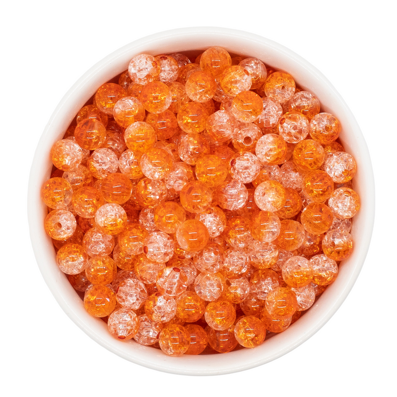 Orange & Clear Duo Crackle Beads 8mm (Package of Approx. 50 Beads)