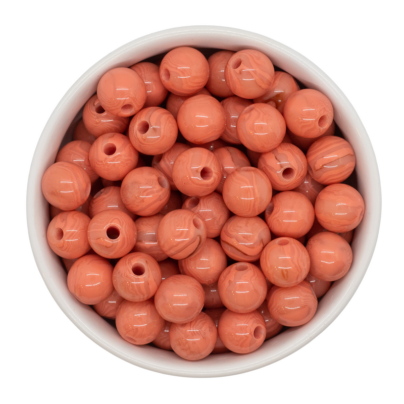 Coral Sandy Marble Beads 12mm