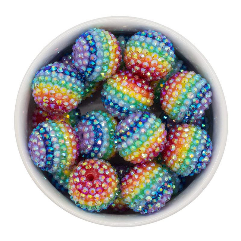 Rainbow Stripe Rhinestone Beads 22x20mm