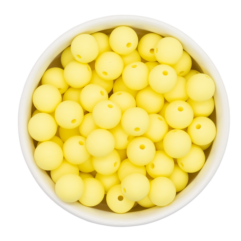 Pale Yellow Silicone Beads 12mm