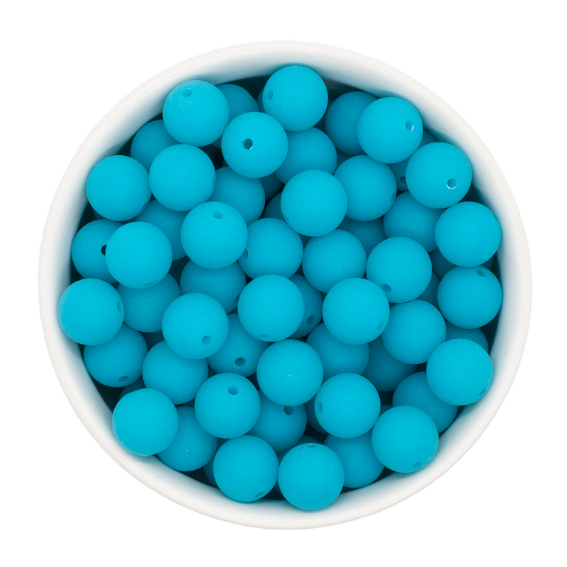 Neon Blue Chalk Matte Beads 12mm