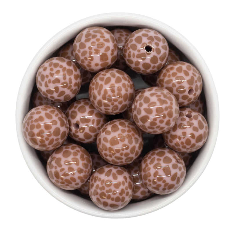 Dusty Pink & Light Brown Leopard Printed Beads 20mm (Package of 10)