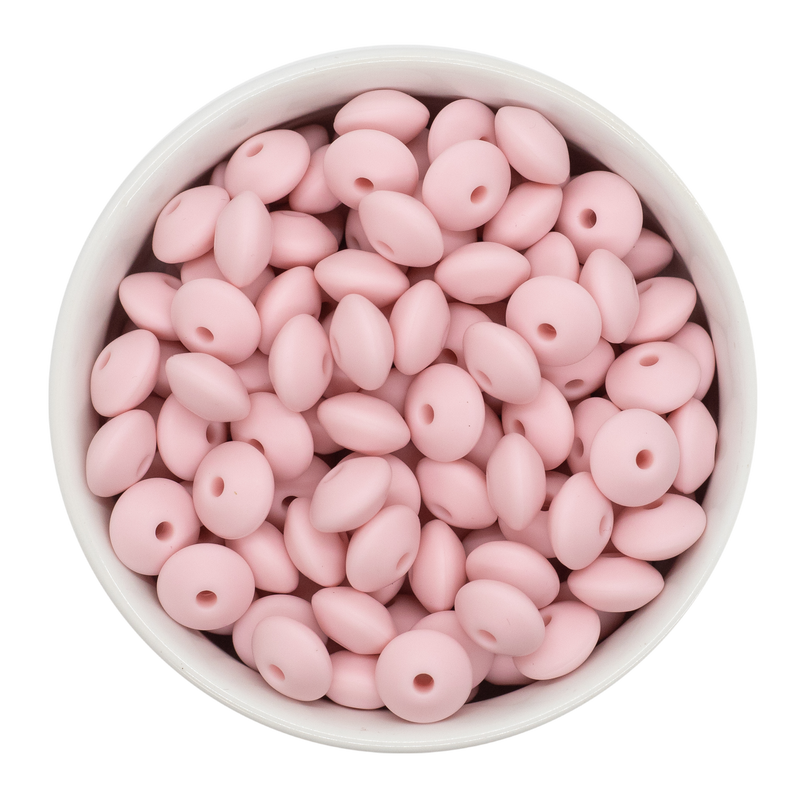 Powder Pink Silicone Lentil Beads 7x12mm (Package of 20)