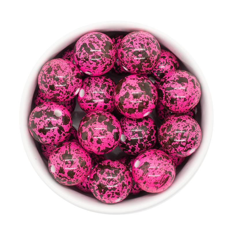 Bold Neon Pink w/Black Splatter Beads 20mm