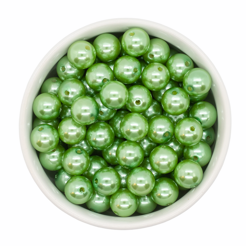 Spring Green Pearl Beads 12mm