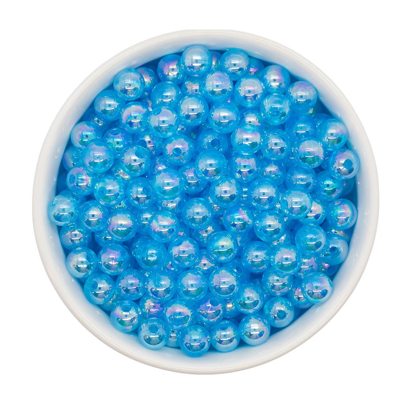 Turquoise Translucent Iridescent Beads 8mm (Package of Approx. 50 Beads)
