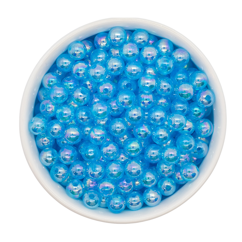 Turquoise Translucent Iridescent Beads 8mm