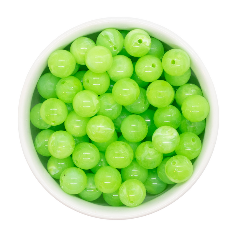 Lime Green Marble Beads 12mm