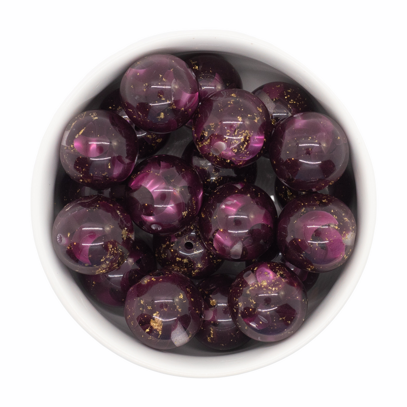 Grape w/Gold Fleck Resin Confetti Beads 20mm