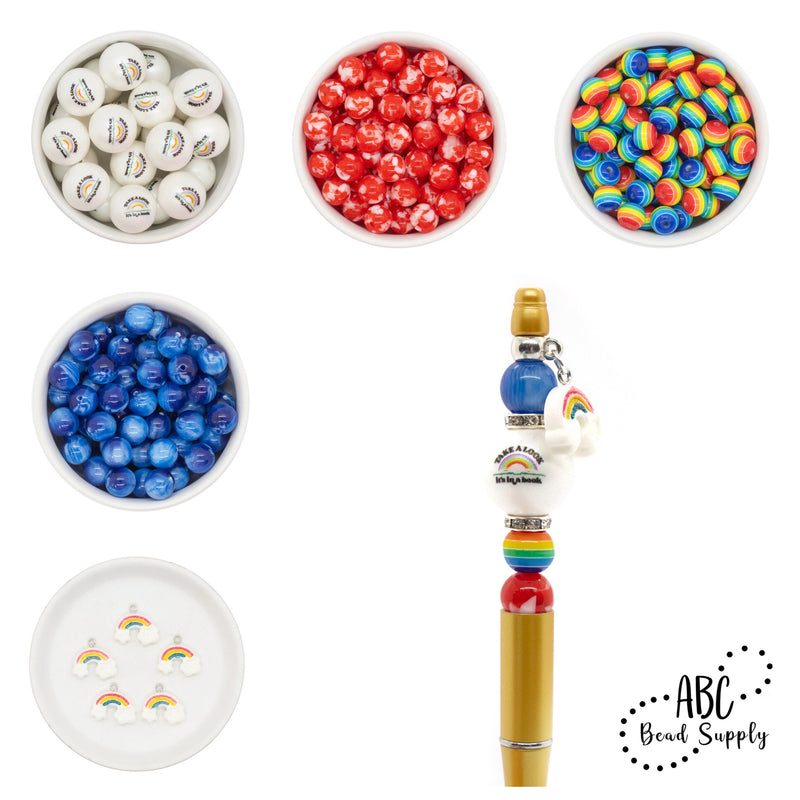 Rainbow Stripe Beads 12mm