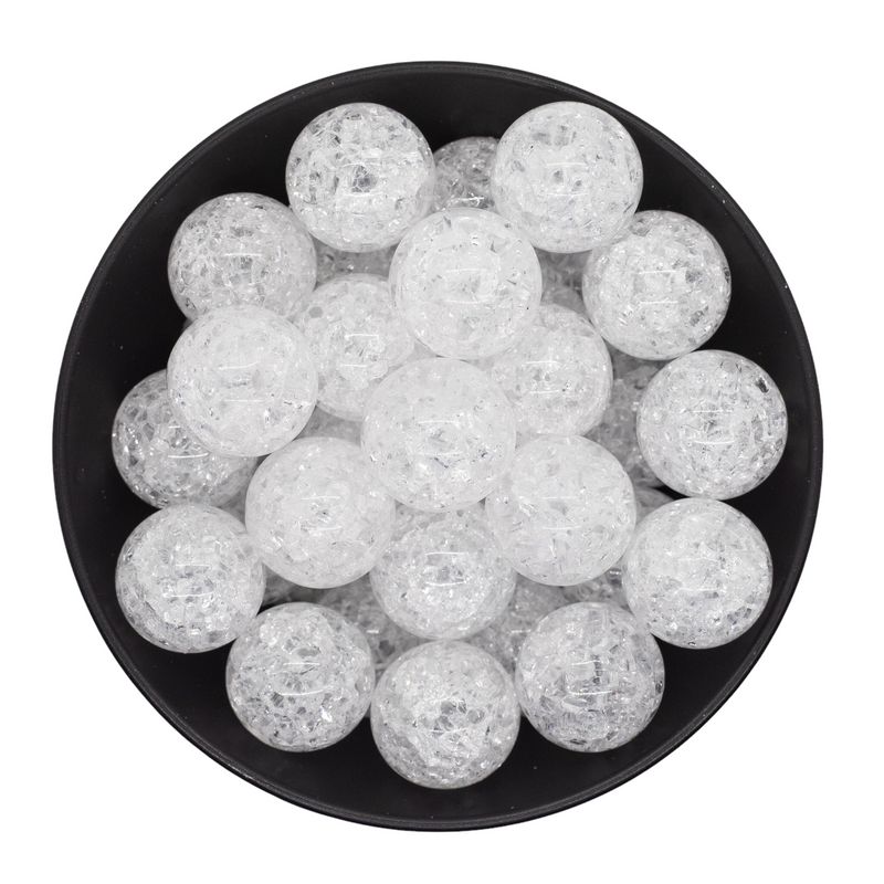 Clear/White Crackle Beads 20mm