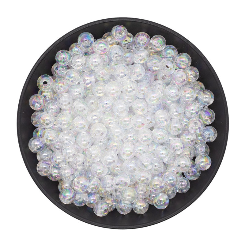 Clear Translucent Iridescent Beads 8mm (Package of Approx. 50 Beads)
