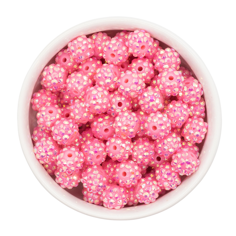Bubblegum Pink Rhinestone Beads 12mm