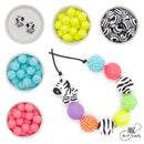 Zebra Silicone Focal Bead 32x34mm (Package of 2)