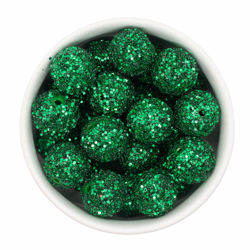 Emerald Green Chunky Glitter Beads 20mm