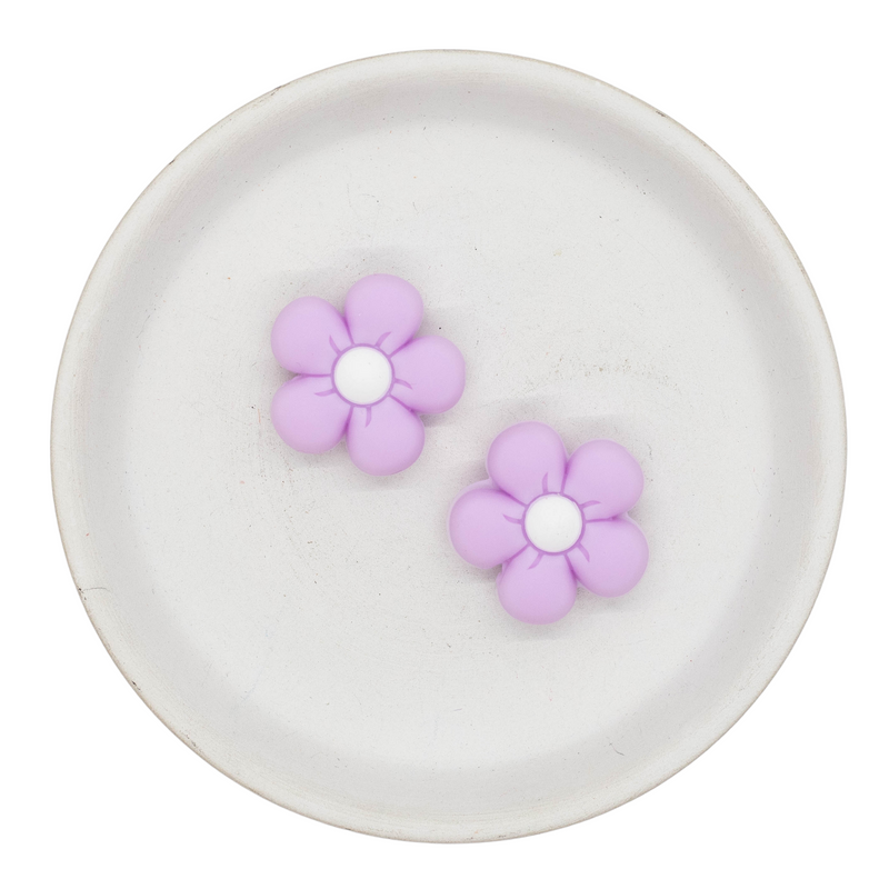 Lilac Forget Me Not Silicone Focal Bead 26mm