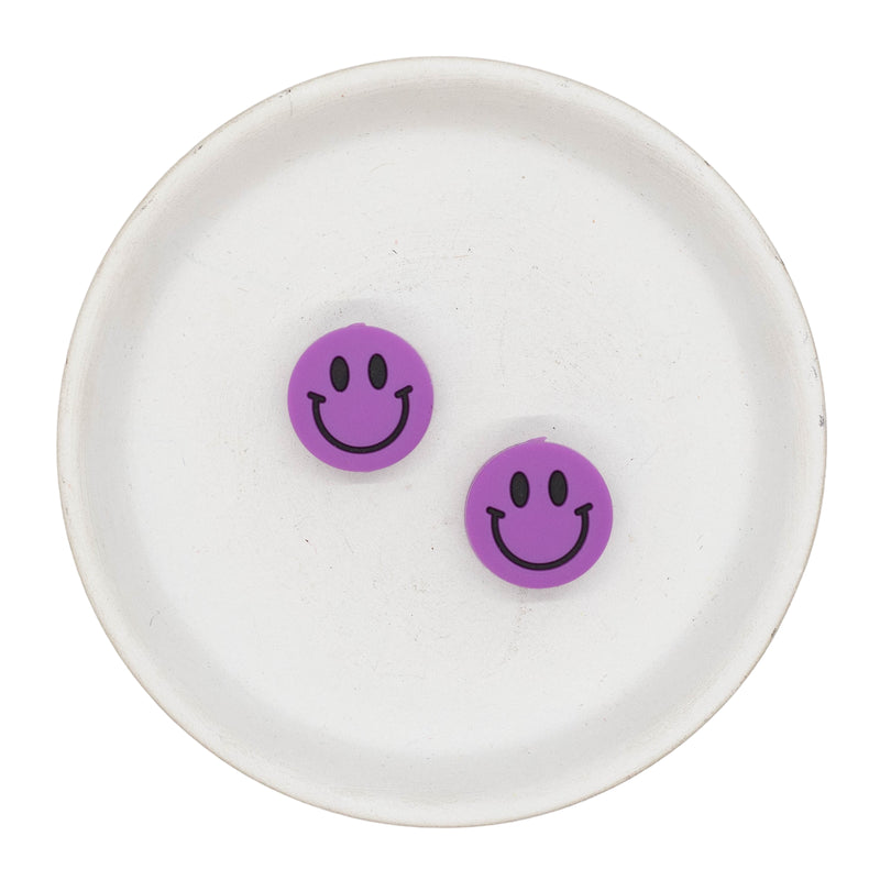 Orchid Smiley Face Silicone Focal Bead 20mm (Package of 2)