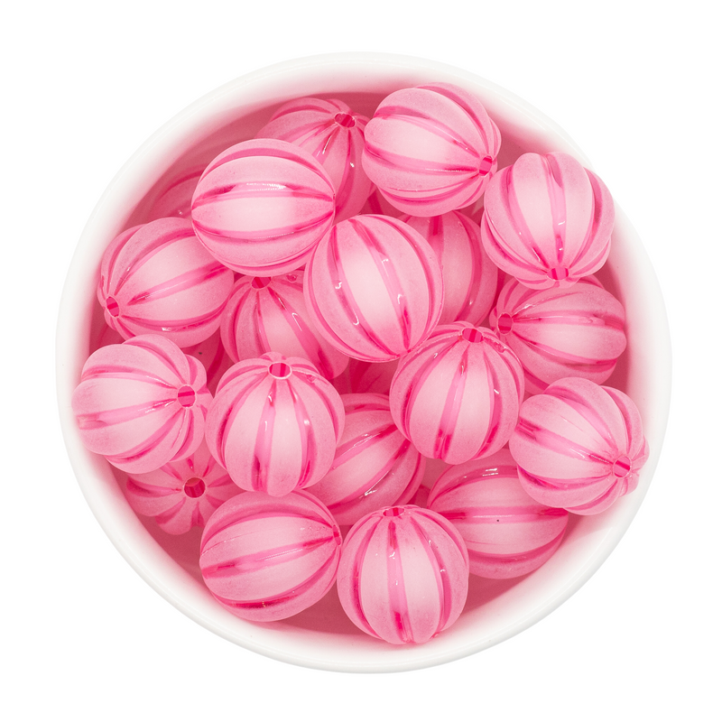 Bubblegum Pink Frosted Pumpkin Beads 20mm