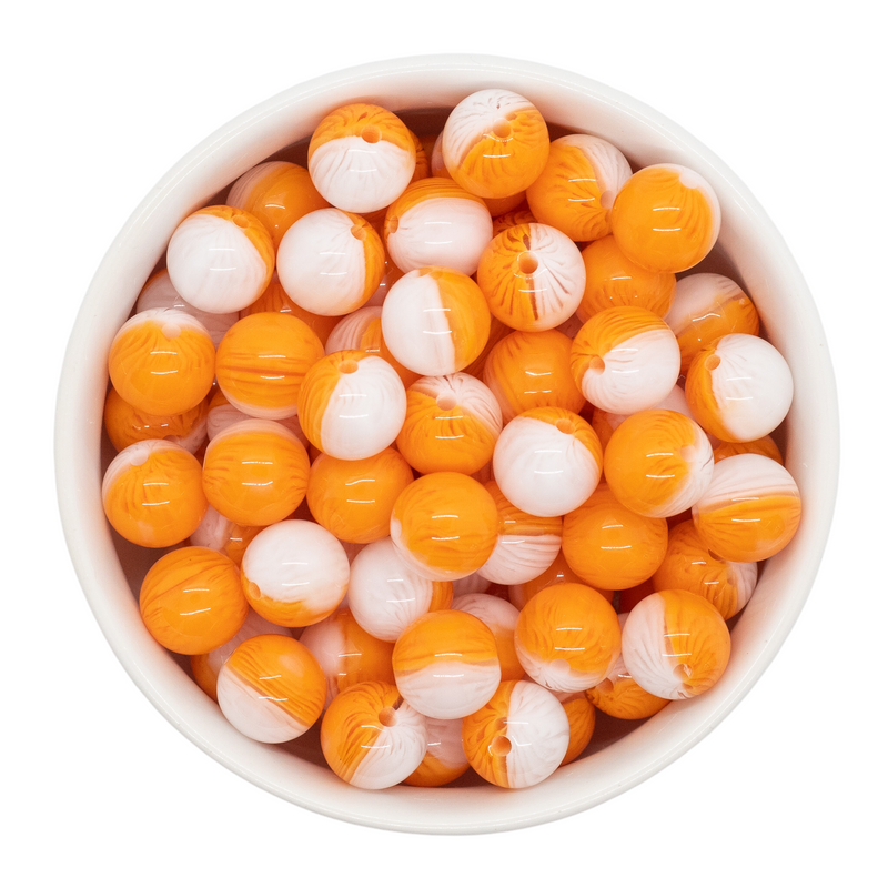 Orange and White Double Color Beads 12mm