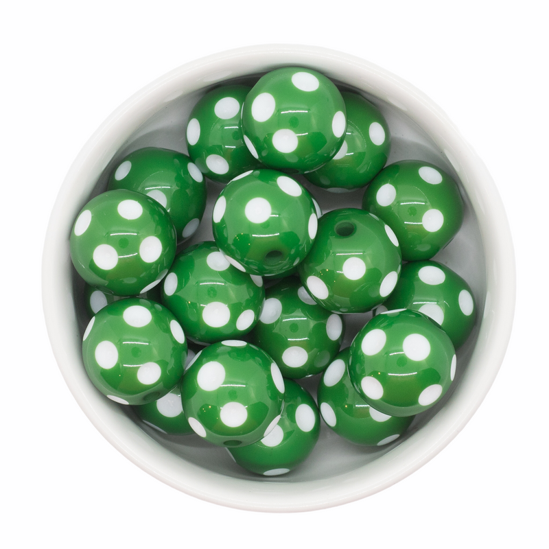 Green Polka Dot Beads 20mm
