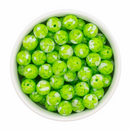Lime Green and White Resin Confetti Beads 12mm (Package of 20)