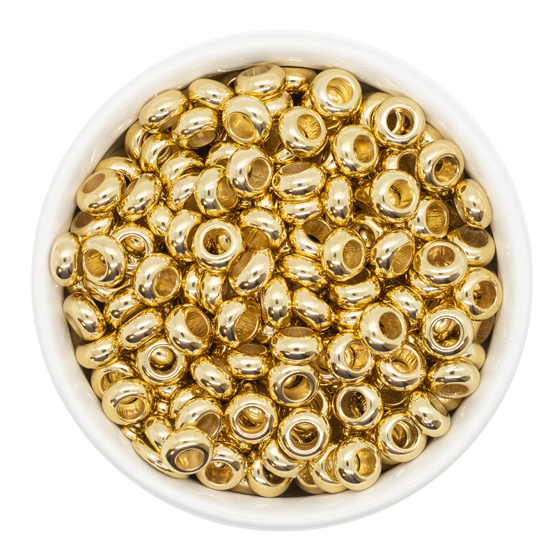 Gold Large Hole Rondelle Beads 10x5mm