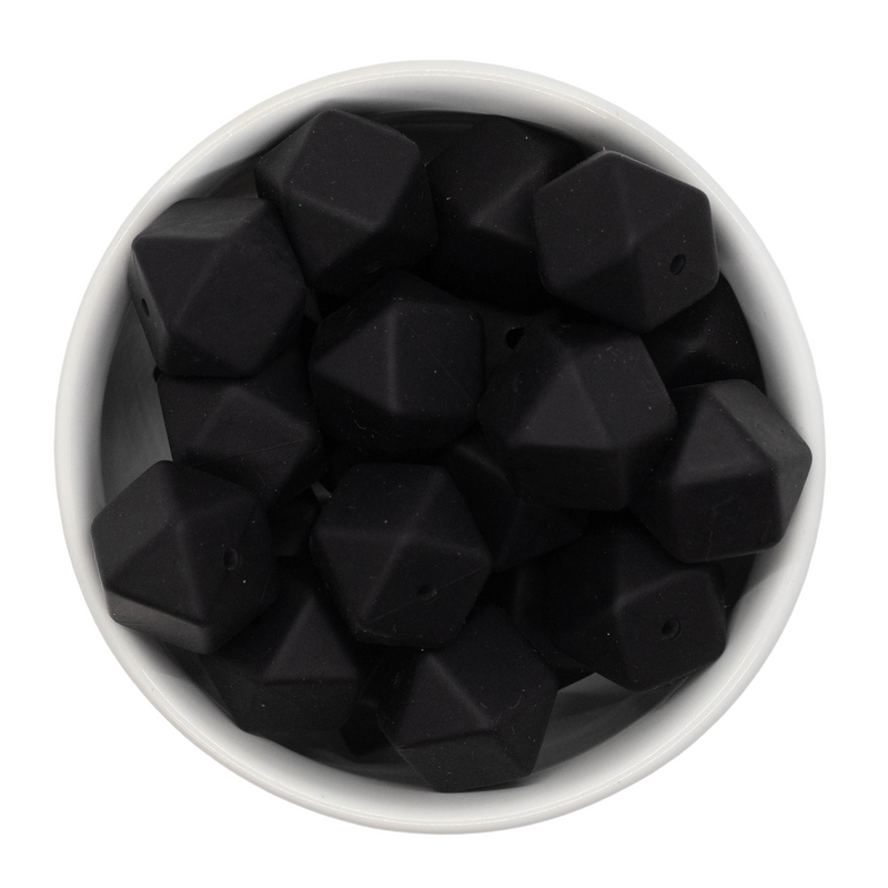 Black Hexagon Silicone Beads 17mm