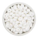 Pure White Silicone Lentil Beads 7x12mm (Package of 20)