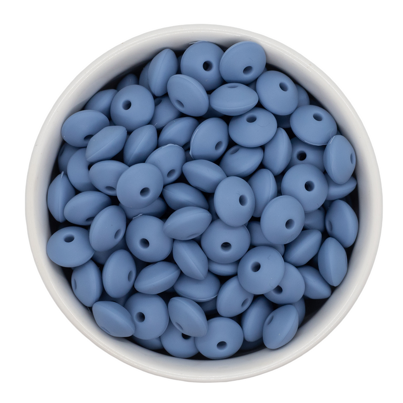 Cottage Blue Silicone Lentil Beads 7x12mm (Package of 20)