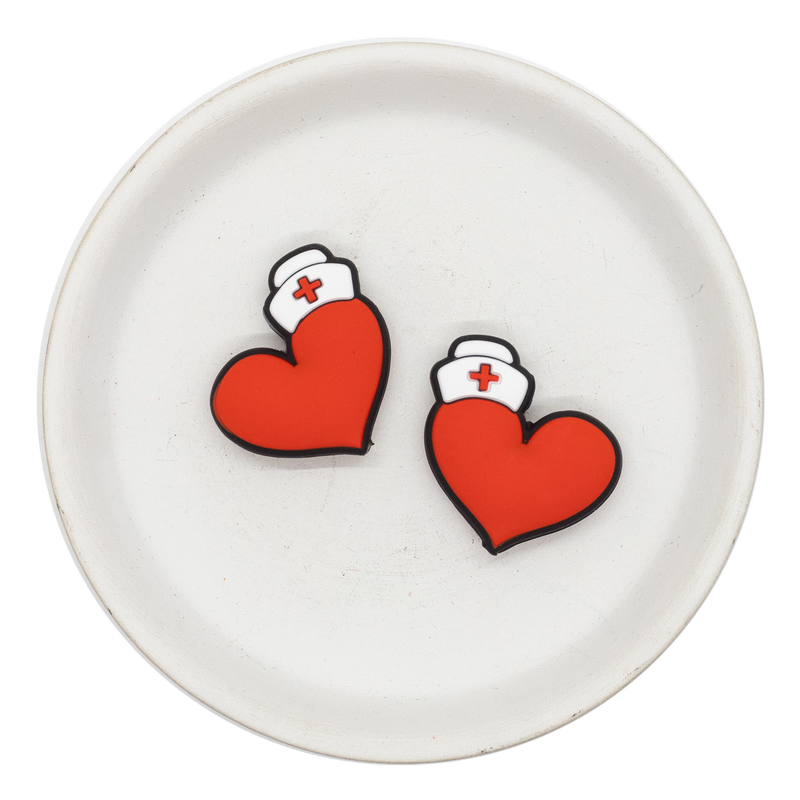 Nurse Heart Silicone Focal Bead 28x32mm (Package of 2)