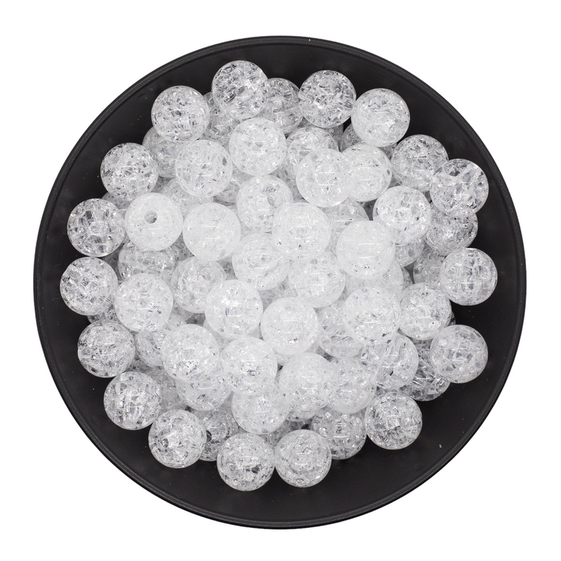 Clear/White Crackle Beads 12mm (Package of 20)