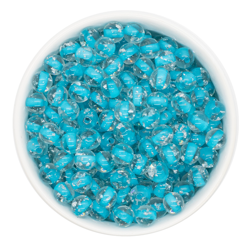 Olympic Blue Foil Fleck Beads 8mm