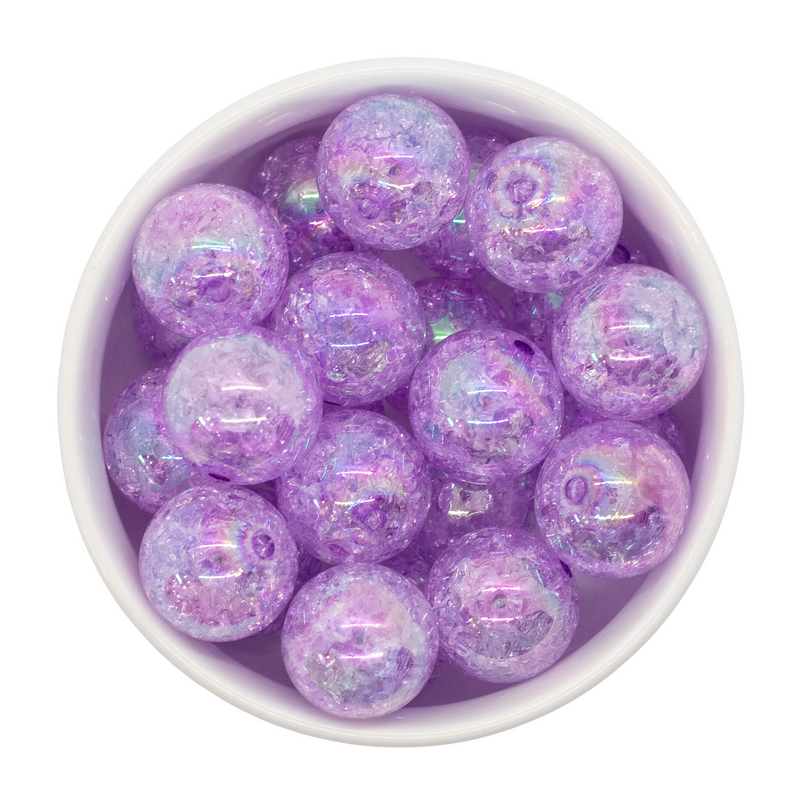 Lilac Iridescent Crackle Beads 20mm (Package of 10)