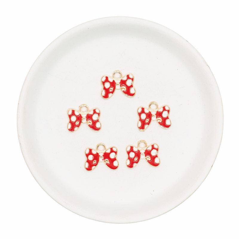 Polka Dot Bow Charm 14x17mm